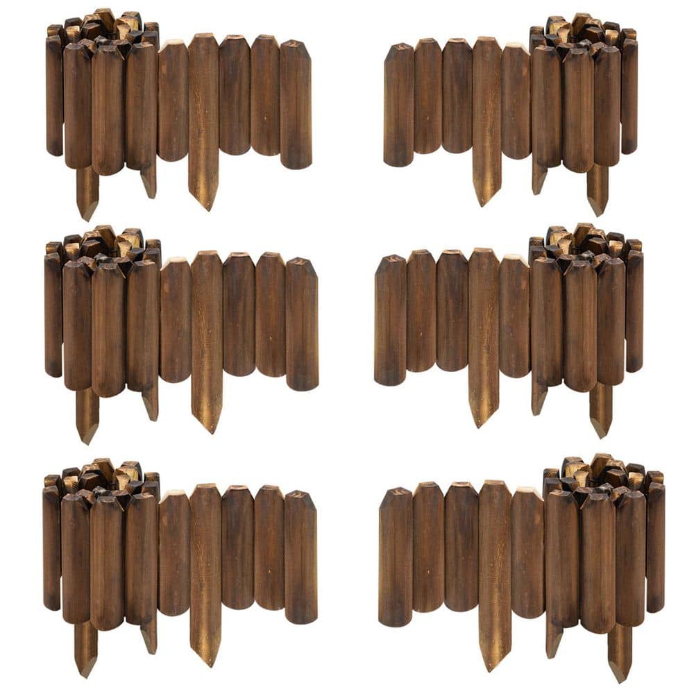 47 in. x 9.8 in. x 0.8in. Brown Wood Garden Edging, Fence Border Decorative