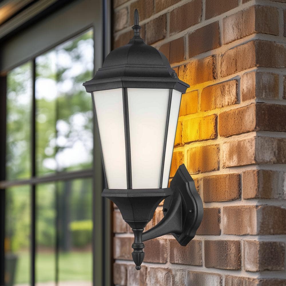 San Rafael 22 in. 1-Light Black Outdoor Hardwired Wall Coach Sconce with No Bulbs Included and Frosted Glass price history on PriceWatchPro