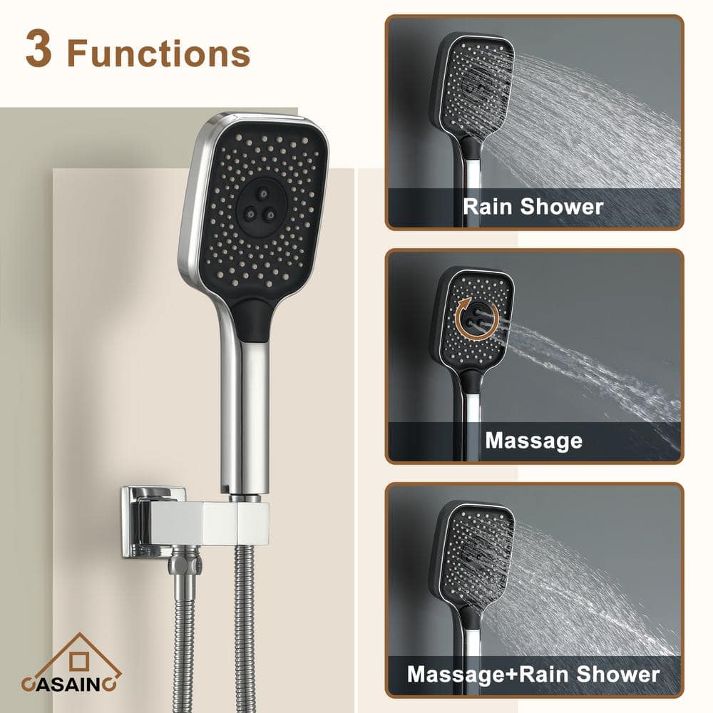 Chrome 12-Inch Dual Shower Head Thermostatic System with Handheld