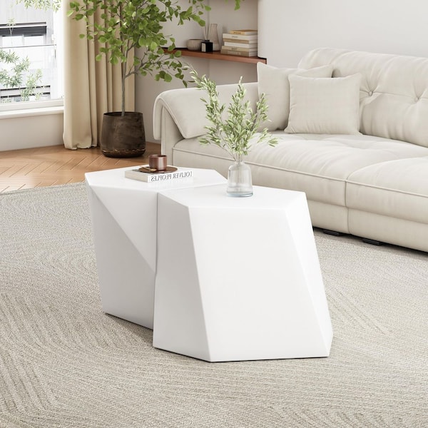 CHRISTOPHER KNIGHT HOME Harmony Modern 2pc 30.25 in. Specialty Concrete Top Coffee Table Set, MGO, White, Set of 2