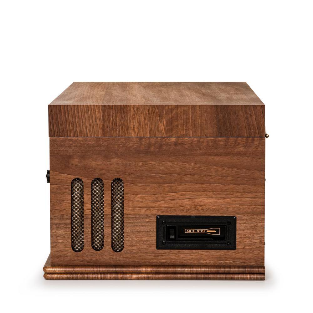 Walnut Vintage Style 8-in-1 Record Player with Bluetooth