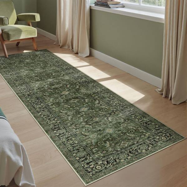Tehran Green 2 ft. x 8 ft. Vintage Perris All Over Design Runner Rug