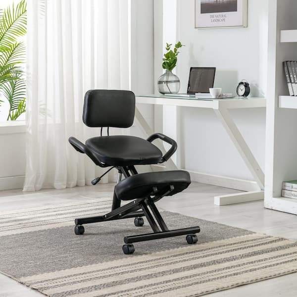 Gray Adjustable Ergonomic Kneeling Chair with Back Support – Dragonn