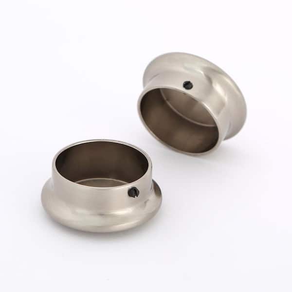 Everbilt 1.3 in. D x 1.3 in. W x 1 in. H Brushed Nickel Decorative Steel Closet System Pole End Caps (2-Pack)