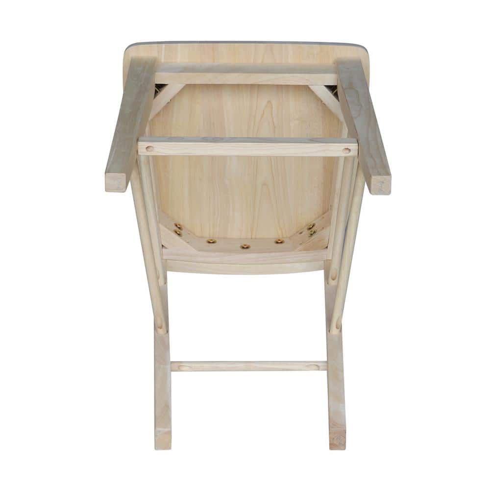 Traditional Unfinished Solid Parawood 24" Cafe Barstool