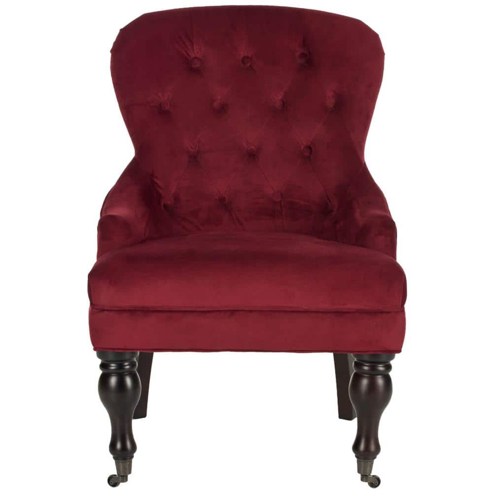Elegant Red Velvet Contemporary Accent Chair with Curved Spindle Legs