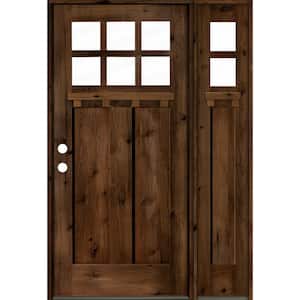 46 in. x 80 in. Craftsman Alder 2- Panel Right-Hand/Inswing 6-Lite Clear Glass Provincial Stain Wood Prehung Front Door
