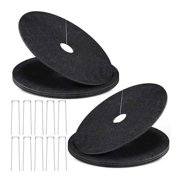 Non-Woven Tree Mulch Ring 16.5 Inch Degradable Protector Mat Reusable Weed Barrier Mat 8 Pack