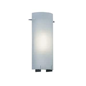 Moderne 7.75 in. 1-Light Chrome Contemporary Transitional Wall Sconce with Frosted Glass Shade