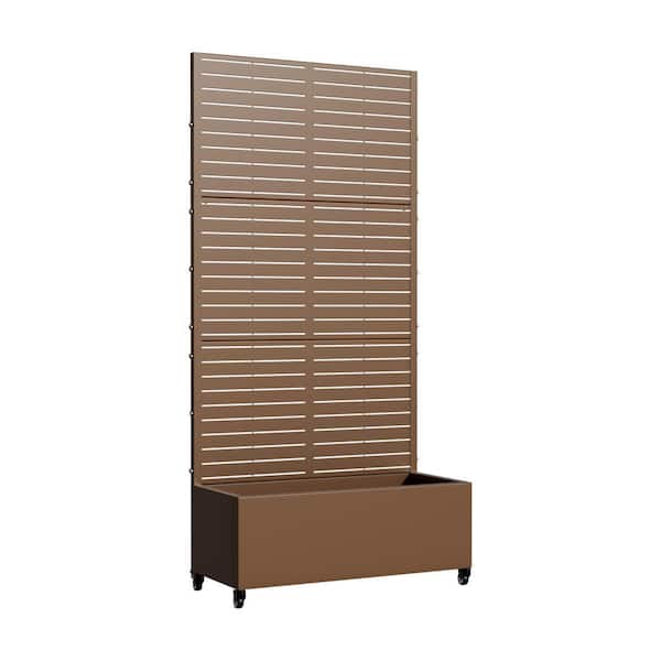 73 in. x16 in. x35 in. Brown Metal Iron Raised Beds Planter Box with Attached Trellis for Climbing Vegetation