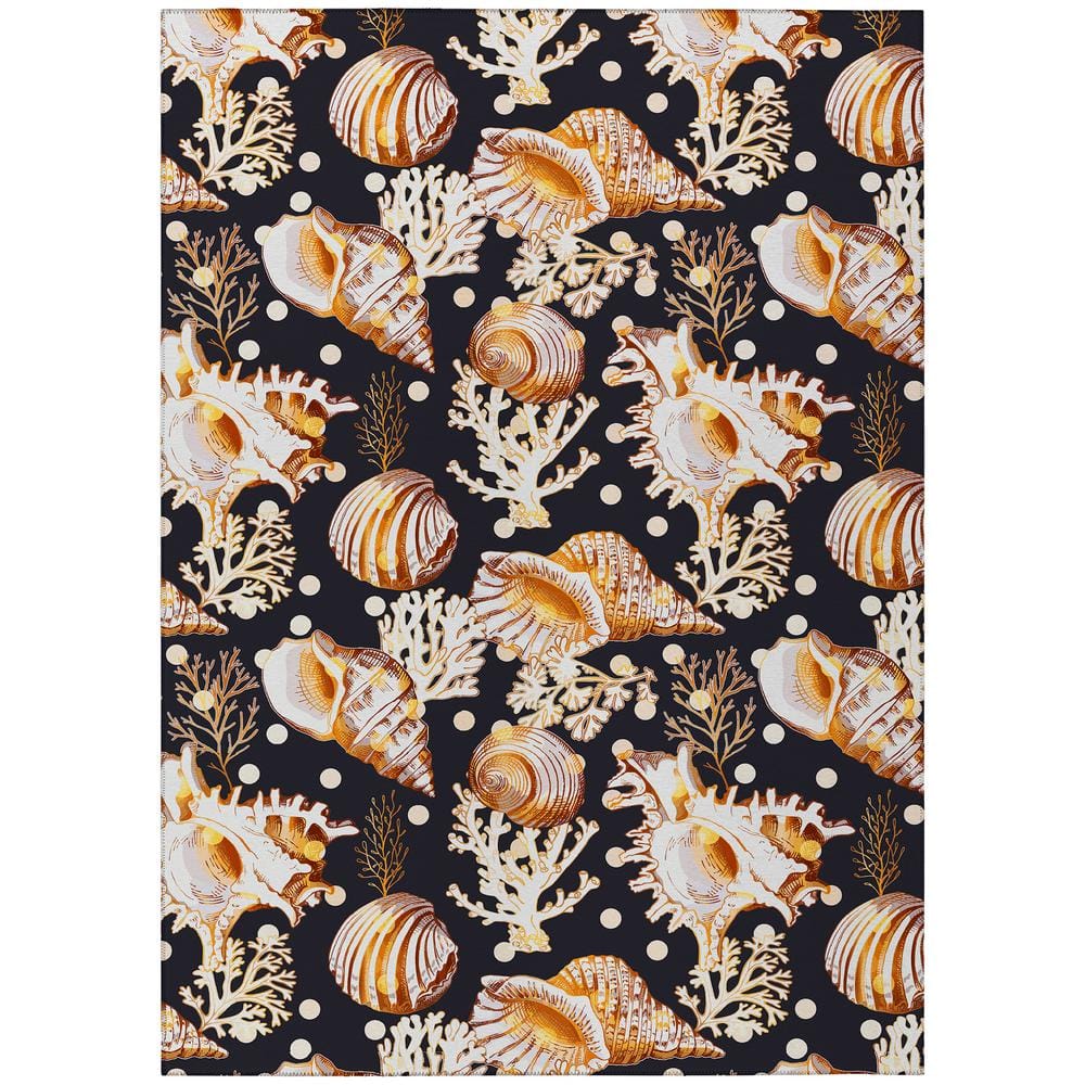 Surfside Black 8 ft. x 10 ft. Geometric Indoor/Outdoor Area Rug