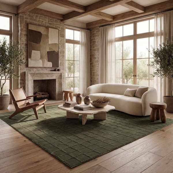 Eunice Modern Machine Washable Area Green 8 ft. x 10 ft. Indoor Area Rug