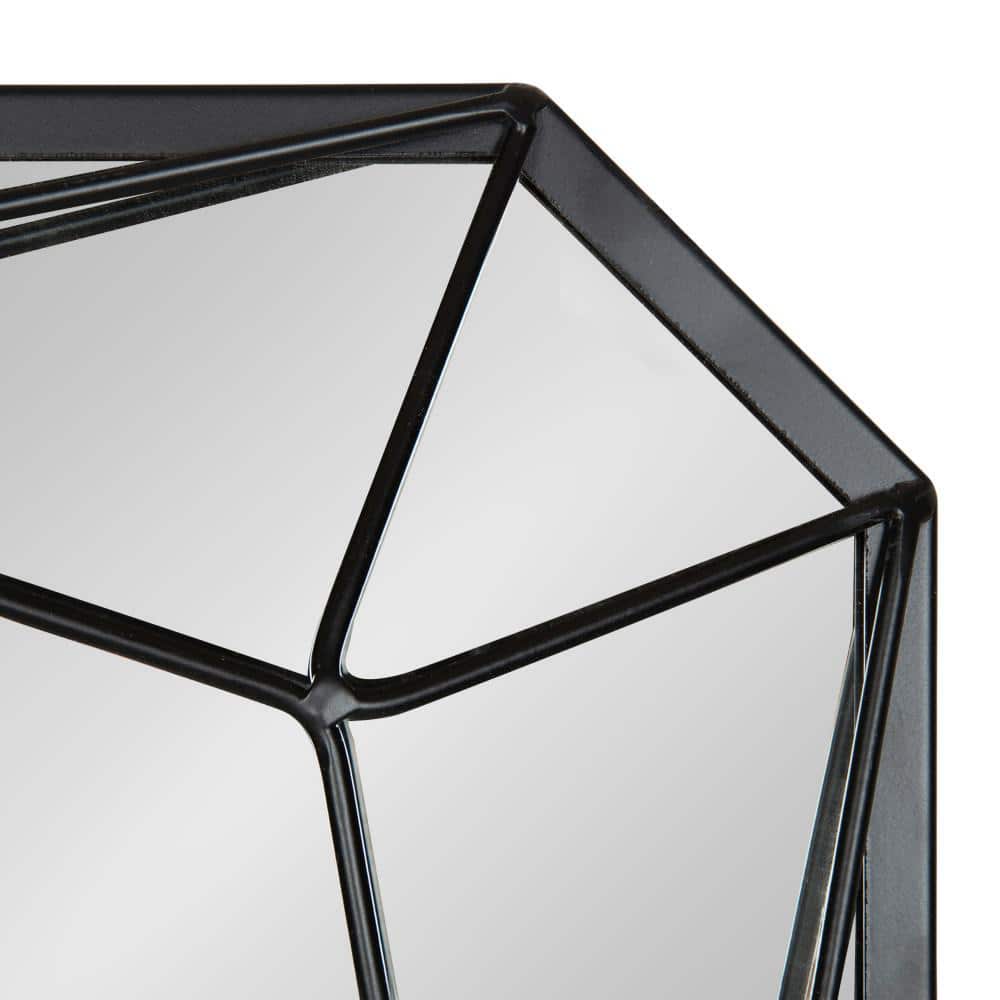 Keyleigh Black Geometric Metal Frame Rectangular Wall Mirror