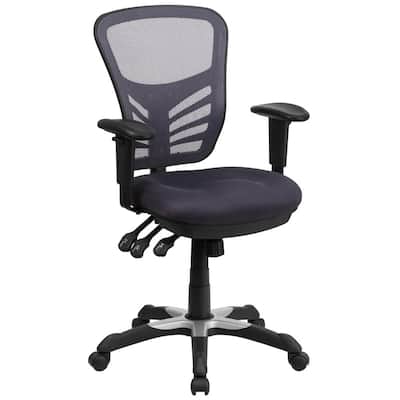 Mid-Back Dark Gray Mesh Swivel Task Chair with Triple Paddle Control