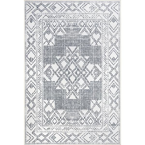 Malka SplashGuard Machine Washable Area Light Grey 6 ft. x 6 ft. Indoor Square Rug