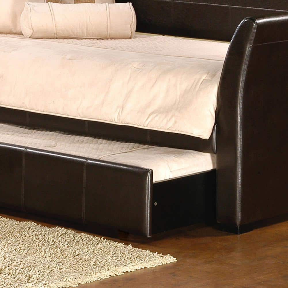 Montgomery Brown Faux Leather Twin Daybed with Trundle