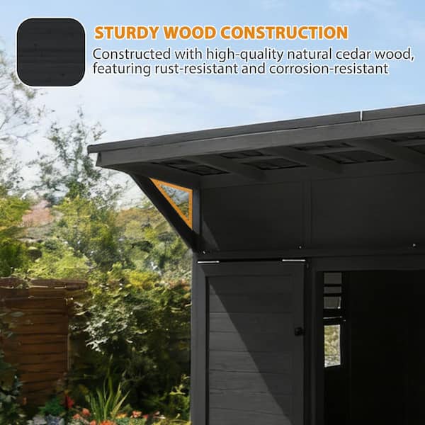 8 ft. W x 5 ft. D Outdoor Bar Gazebo Farm Stand Wooden Shed with Lockable Windows and Doors, 3-Seat Serving Counter