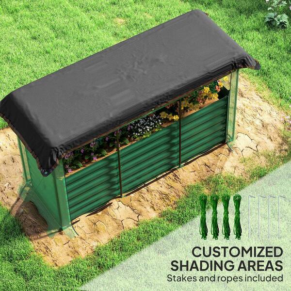 Outsunny - 70.9 in. x 23.6 in. x 22.6 in. Galvanized Steel Raised Garden Bed with Net Cover and Roof, Metal Planter Box, Green