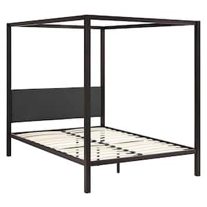 Raina Brown Gray Queen Canopy Bed Frame