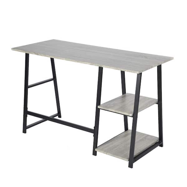 maocao hoom 47.4 in. Gray Home Office Retangular Desk Computer Desk with 2 Storage Racks