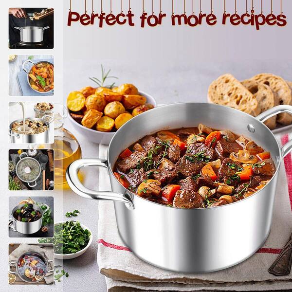 pot 2023,04-2024,03 まとめ売り 8 Quart Stock Pot with Lid, Tri-ply Stainless Steel Stockpot for