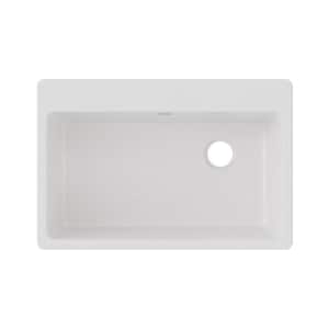 Quartz Classic  33in. Drop-in 1 Bowl  White Granite/Quartz Composite Sink Only and No Accessories