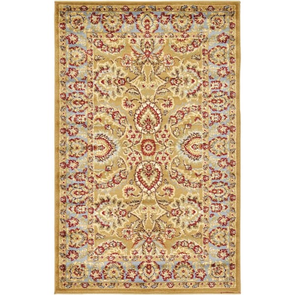 Unique Loom Voyage Asheville Dark Yellow 3' 3 x 5' 3 Area Rug 3120312 ...