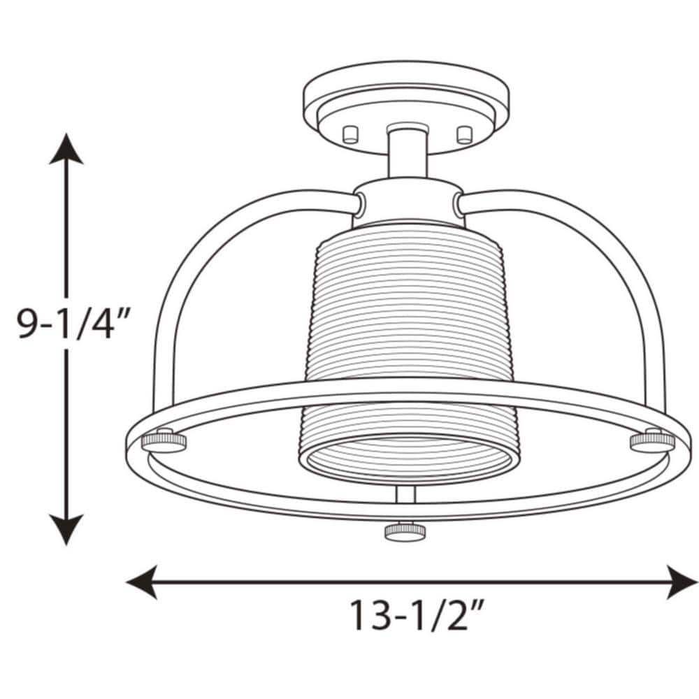 Antique Bronze Glass Semi-Flush Ceiling Light