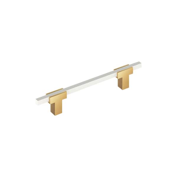 Urbanite 5-1/16 in. (128mm) Center-to-Center Modern Champagne Bronze/White Bar Cabinet Pull