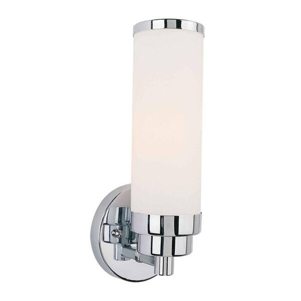 Forte Lighting Mattia 1-Light Chrome Bath Vanity Light with Satin Opal Glass