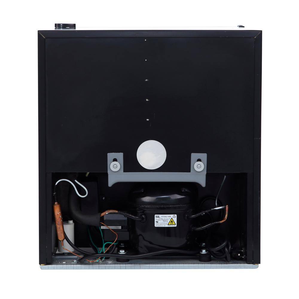 Compact Black Glass Door Beverage Cooler with Adjustable Shelves
