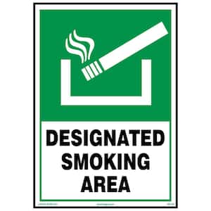 7 in. x 10 in. Designated Smoke Area Sign Printed on More Durable Longer-Lasting Thicker Styrene Plastic.