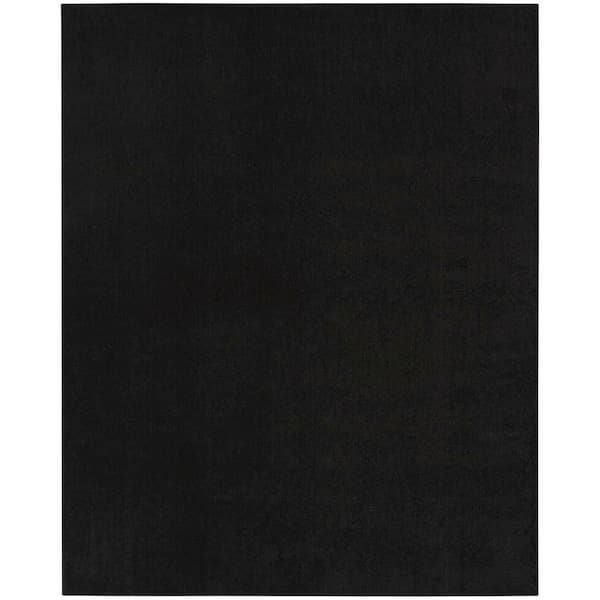 Essentials 10 ft. x 14 ft. Black Solid Contemporary Indoor/Outdoor Patio Area Rug