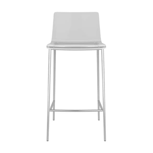 HomeRoots Charlie 25.99 in. Clear Low Back Metal Counter Stool with Acrylic Seat Set of Two