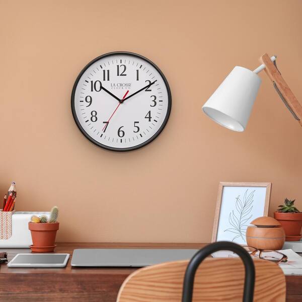 La Crosse Clock 10 in. Basics Analog Quartz Wall Clock - Black 404