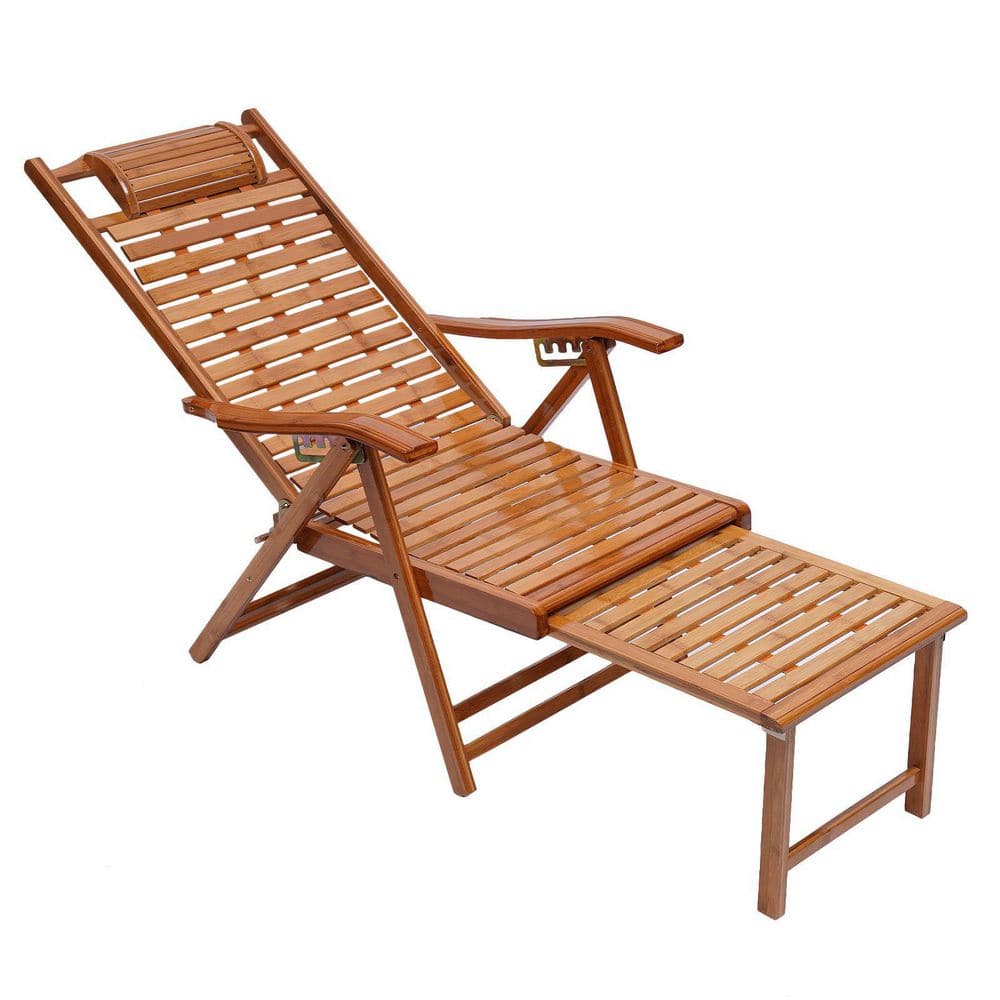 YIYIBYUS Wood Outdoor Chaise Lounge Patio Folding Recliner Chair
