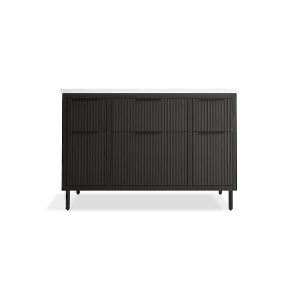 KOHLER Spacity 47.99in. Single Sink Floating Dark Steel Bath Vanity with White Quartz Top Assembled