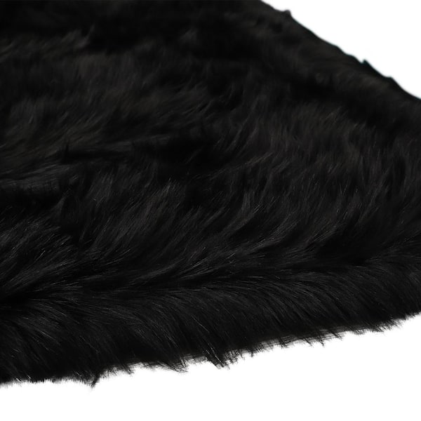 Amazing Rugs "Cozy Collection" 4x6 Ultra Soft Black Fluffy Faux Fur Sheepskin Area Rug