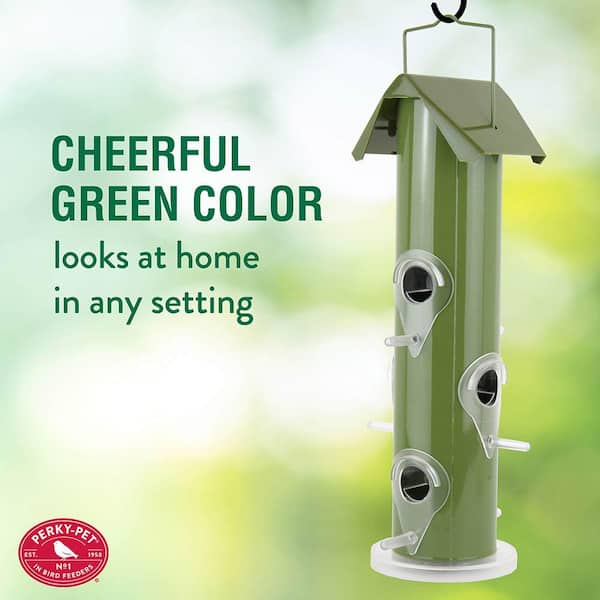 Green Metal Tube Wild Bird Feeder - 1 lb. Capacity