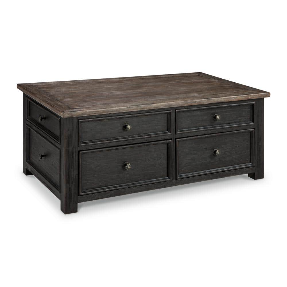 Contemporary Black/Brown Wood Lift-Top Coffee Table with Storage