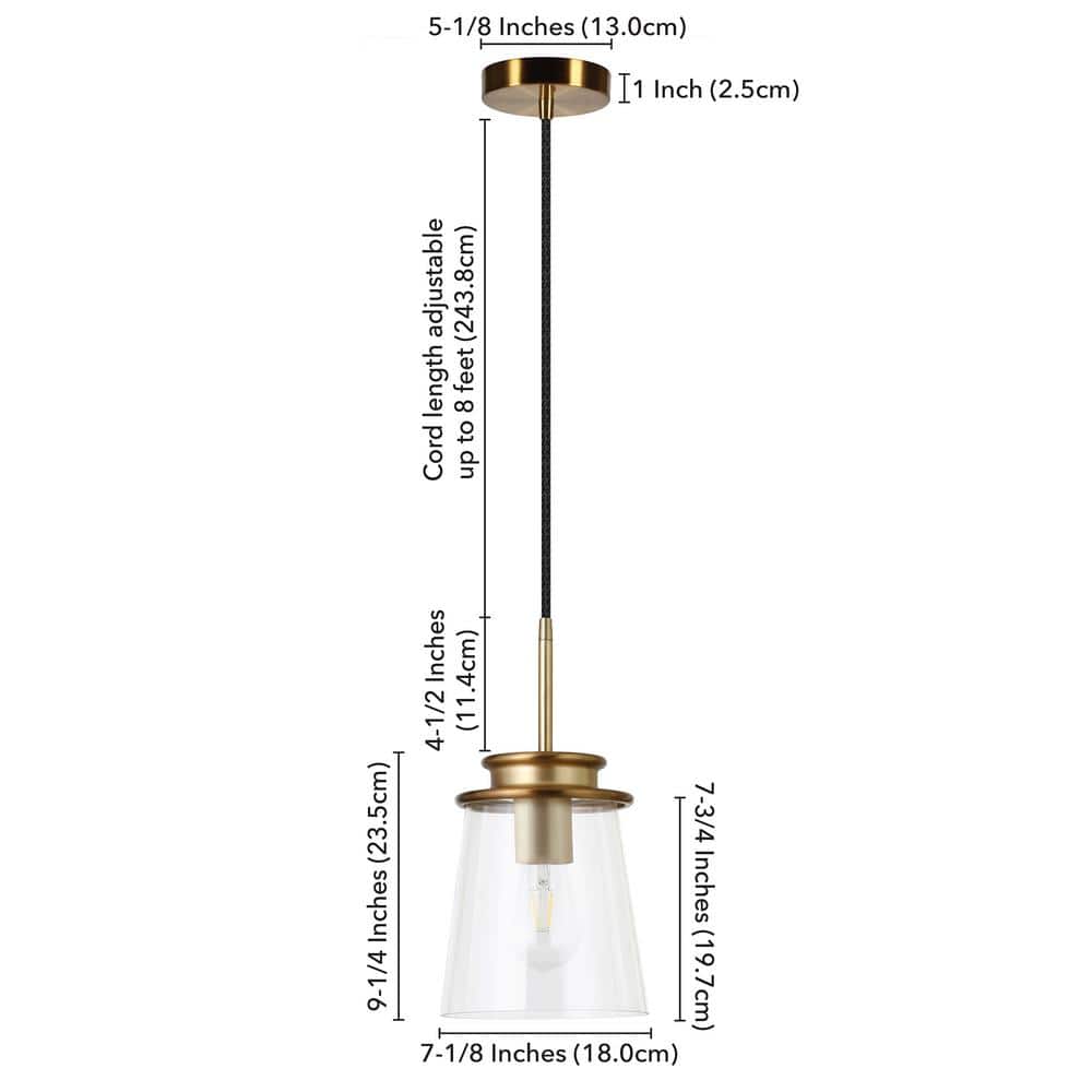 Elwood Brushed Brass Drum Pendant with Adjustable Cord