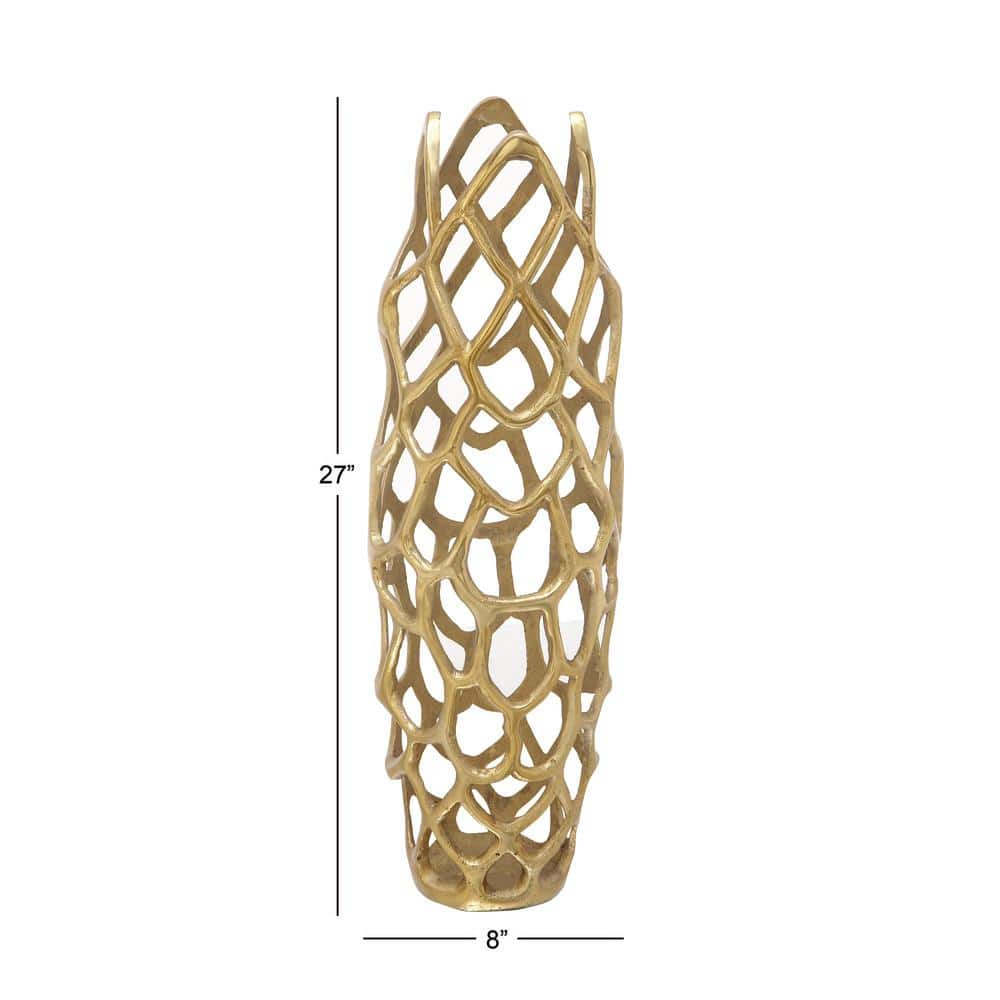Gold Coral Decorative Metal Table Vase