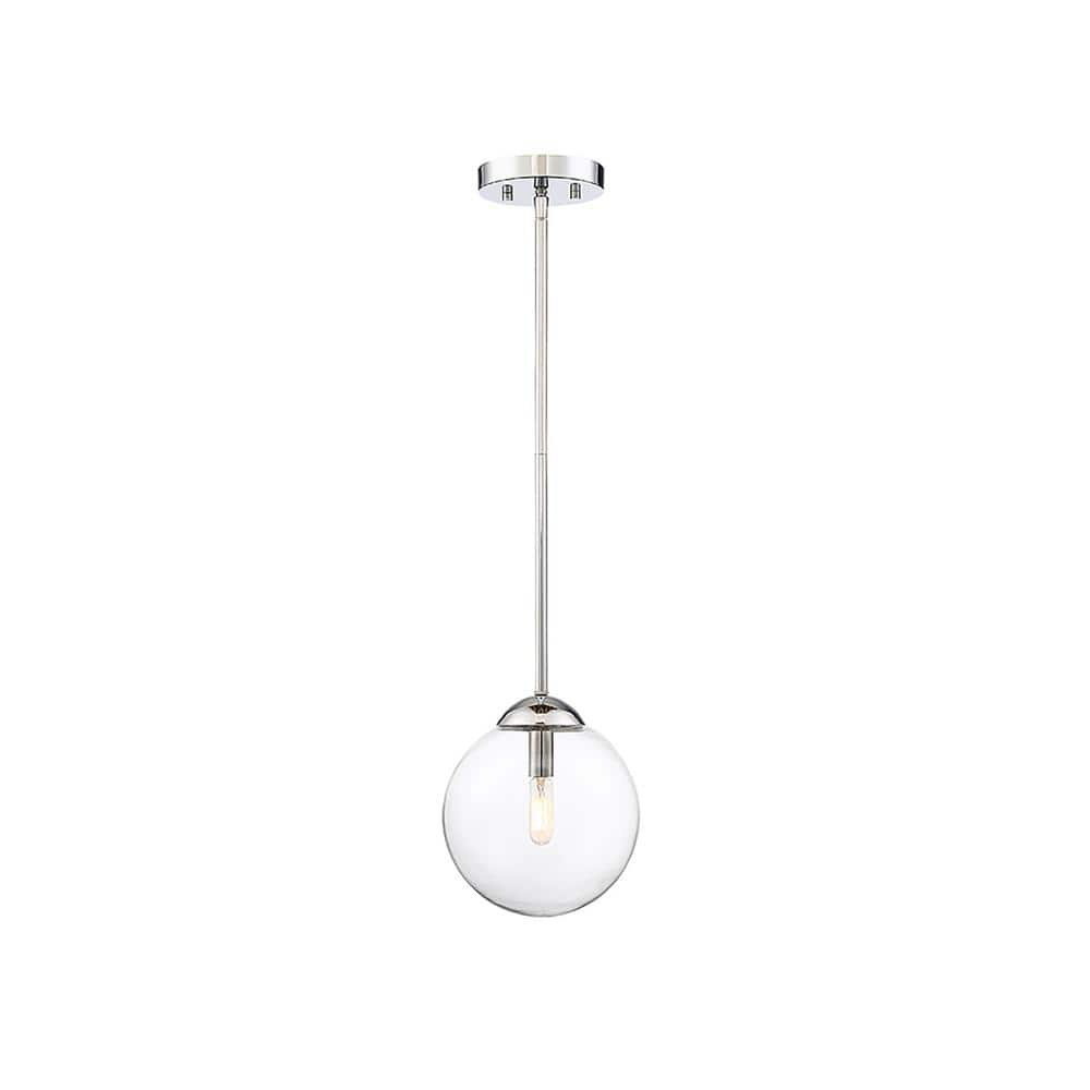 8 in. W x 8.75 in. H 1-Light Chrome Mini Pendant with Clear Glass Orb Shade -  Savoy House, M70067CH