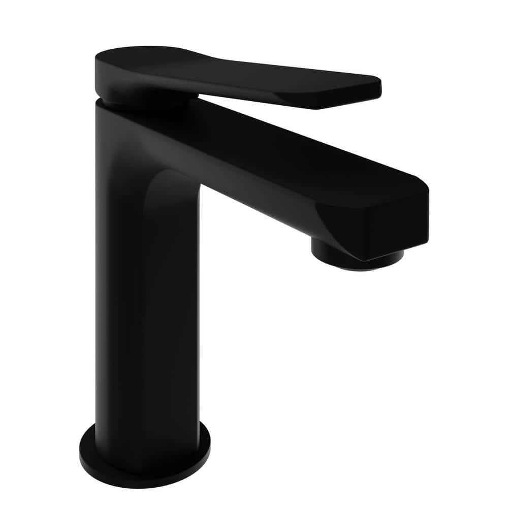 Single-Handle Single-Hole Bathroom Faucet with Pop-Up Drain in Matte Black
