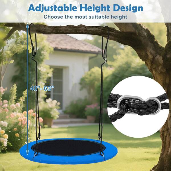 Costway Black Blue 40 in. Saucer Tree Swing 660 lbs. for Kids
