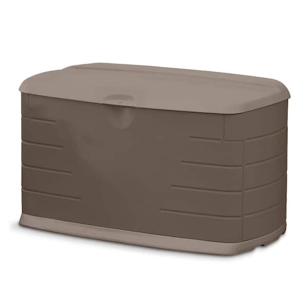 Rubbermaid 5 ft. x 2 ft. 2 in. x 2 ft. 4 in. x L Deck Box with Seat  Rubbermaid  outdoor storage, Deck box storage, Outdoor storage bench