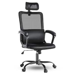 Stephen Mesh Lumbar Support Ergonomic Drafting Office Chair in Black with Headrest and Armrest