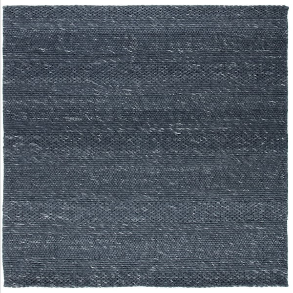 Marbella Charcoal 7 ft. x 7 ft. Striped Solid Color Square Area Rug