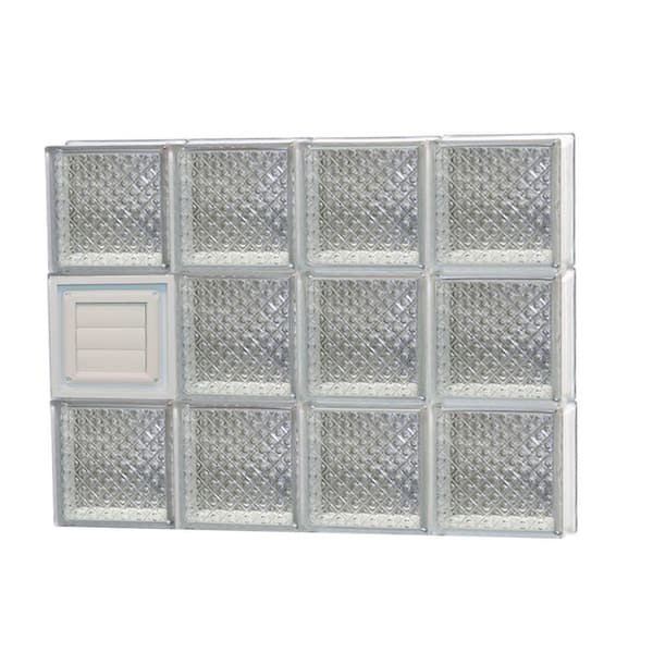 Clearly Secure 31 in. x 23.25 in. x 3.125 in. Frameless Diamond Pattern Glass Block Window with Dryer Vent