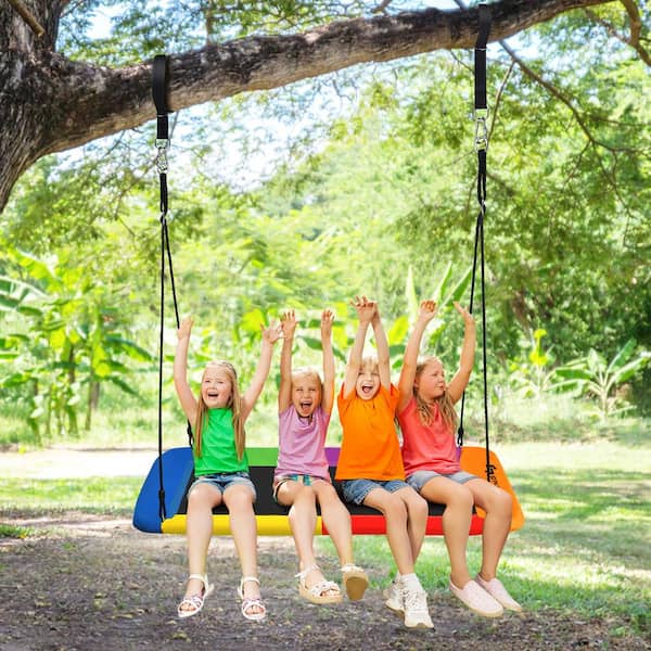 Costway 60 in. Colorful Platform Tree Web Swing Outdoor with